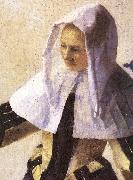 VERMEER VAN DELFT, Jan Young Woman with a Water Jug (detail) r oil painting on canvas